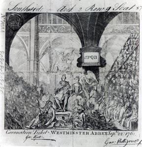 Ticket for the Coronation of George III at Westminster Abbey, September 22nd 1761 by English School